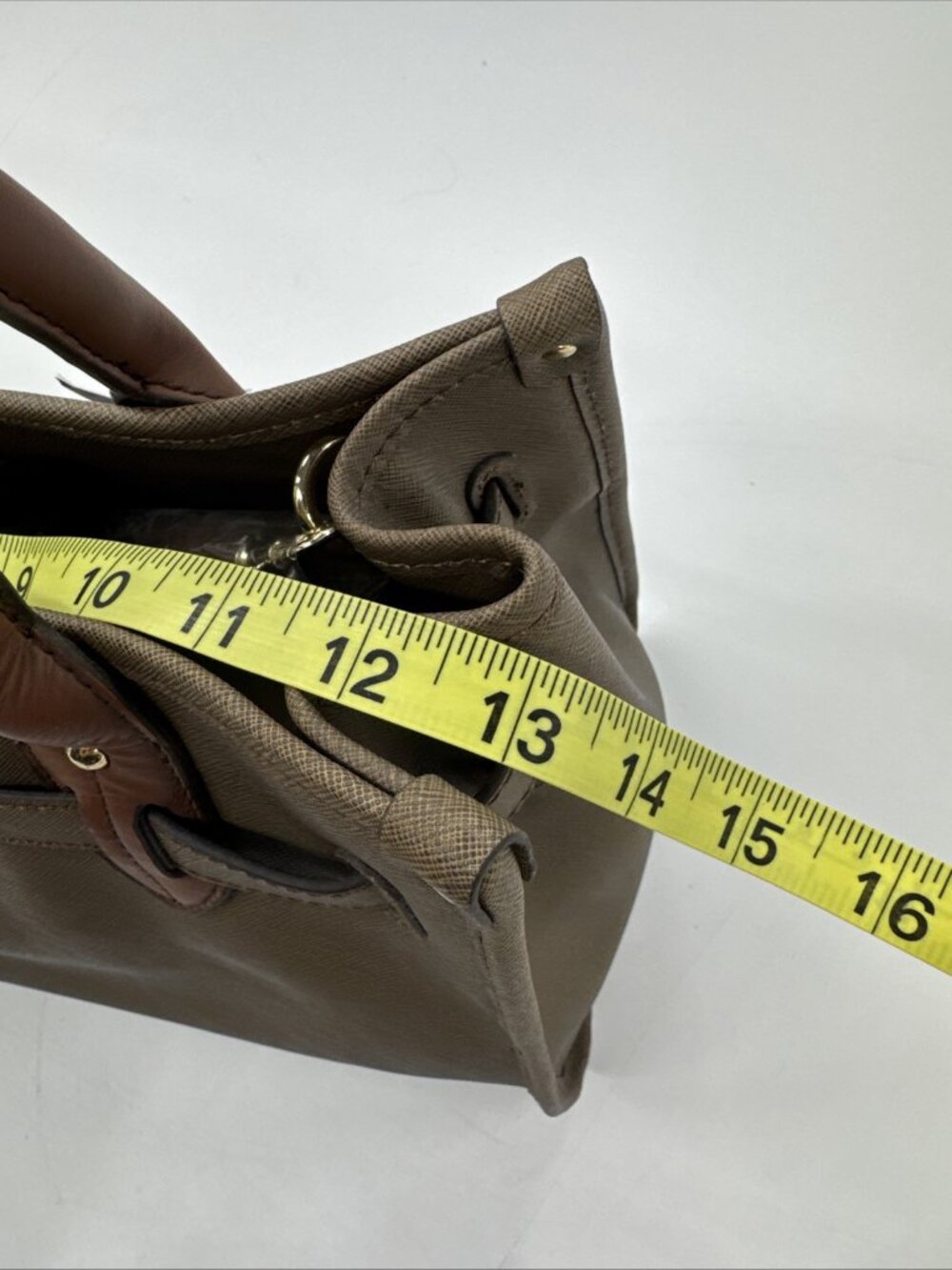 Tommy Hilfiger Shopper Tote Shoulder Bag Olive Green Tan Canvas Purse Strap NEW - Picture 12 of 15